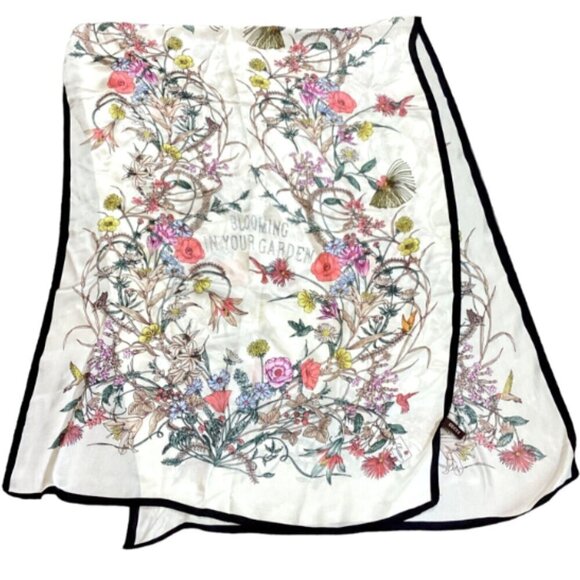 Gucci Silk Scarf "Blooming In Your Garden" Rectangular Scarf Item #143X - Picture 2 of 15